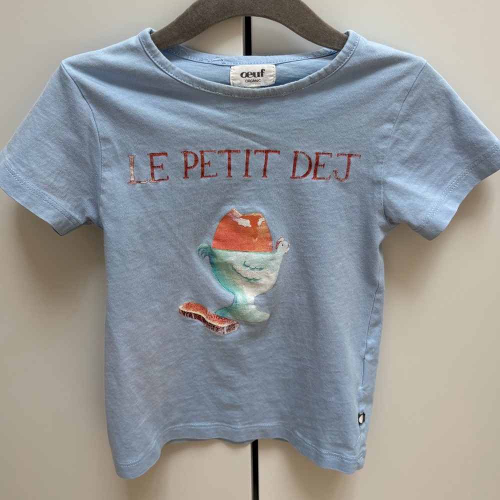 Oeuf egg graphic Blue White Henley TShirt Classic Stripes baby boy 18-24 months